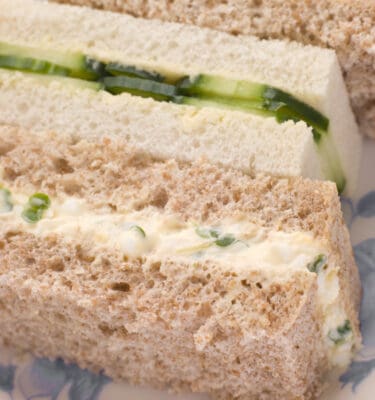 finger sandwiches Egg mayo with watercress and cream cheese